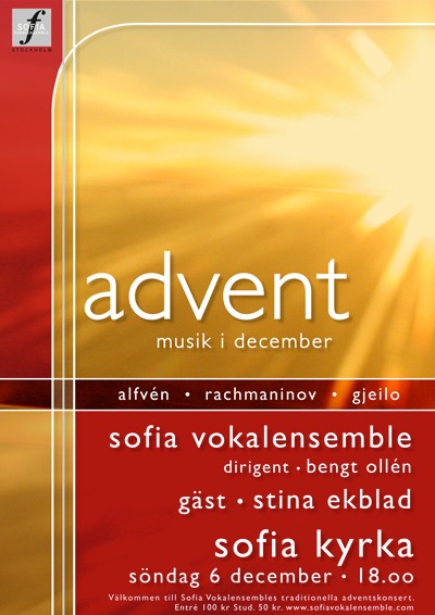 Affisch för Musik i advent med Stina Ekblad i Sofia kyrka 2009